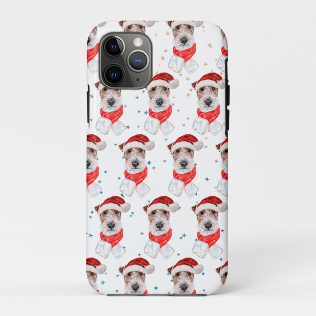 Coques Case-Mate iPhone Race de chien Wire Fox Terrier Étoiles de Noël (Dos)