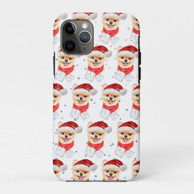 Coques Case-Mate iPhone Races de chiens Poméranie étoiles de Noël (Dos)