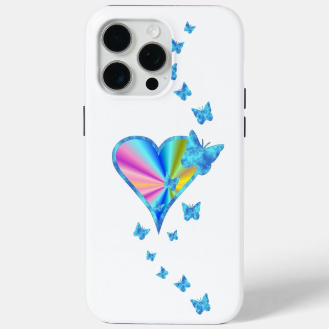 Coques Case-Mate iPhone Rainbow heart and Butterfly (Verso)