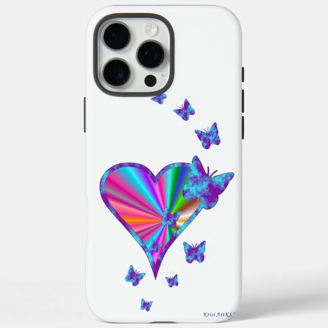 Coques Case-Mate iPhone Rainbow heart and Butterfly (Verso)