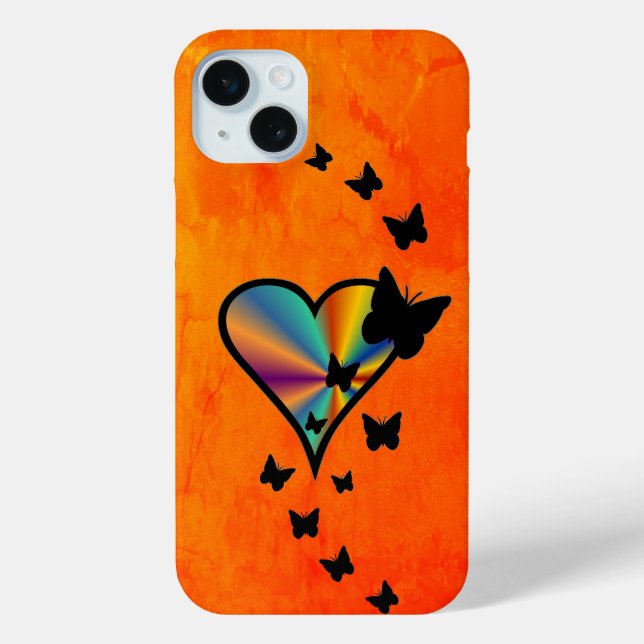 Coques Case-Mate iPhone Rainbow heart and Butterfly (Verso)