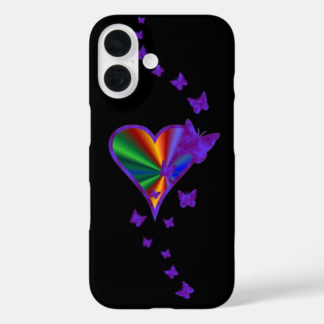 Coques Case-Mate iPhone Rainbow heart and Butterfly (Verso)