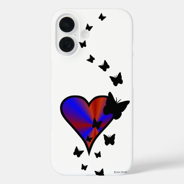 Coques Case-Mate iPhone Rainbow heart and Butterfly (Verso)