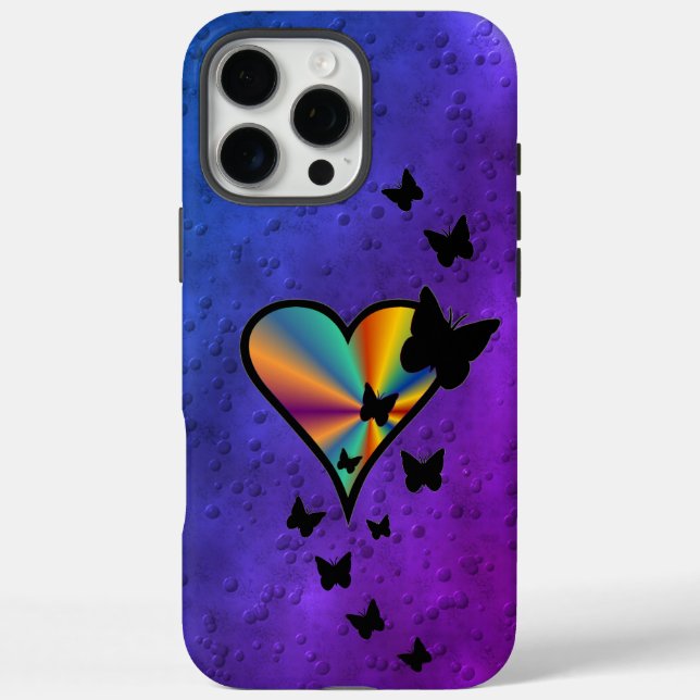 Coques Case-Mate iPhone Rainbow heart and Butterfly (Verso)