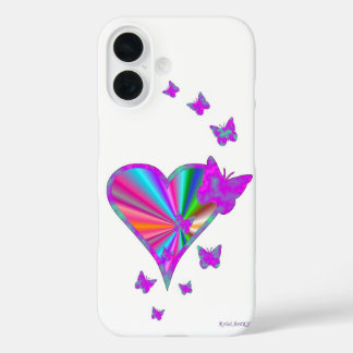 Coques iPhone 16 Rainbow heart and Butterfly