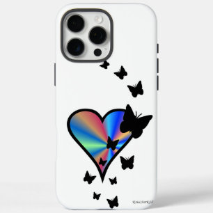 Coques iPhone 16 Pro Max Rainbow heart and Butterfly