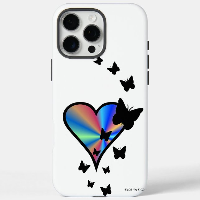 Coques Case-Mate iPhone Rainbow heart and Butterfly (Verso)