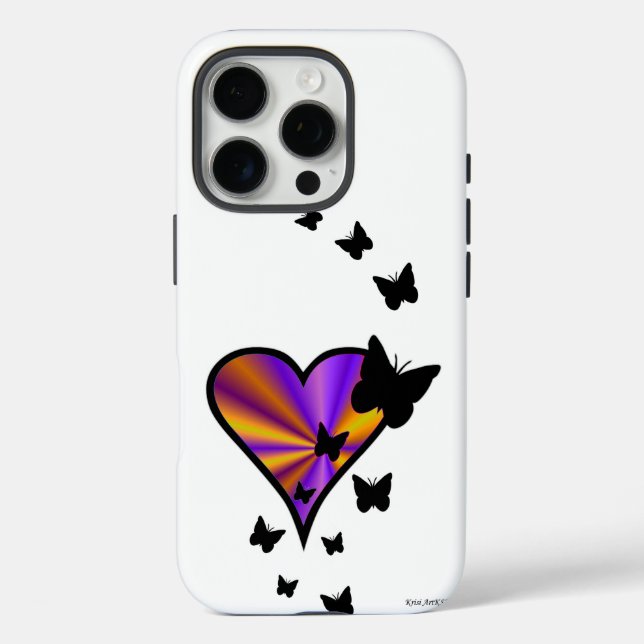 Coques Case-Mate iPhone Rainbow heart and Butterfly (Verso)