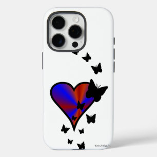 Coque iPhone 16 Pro Rainbow heart and Butterfly