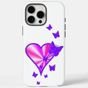 Coques iPhone 16 Pro Max Rainbow heart and Butterfly