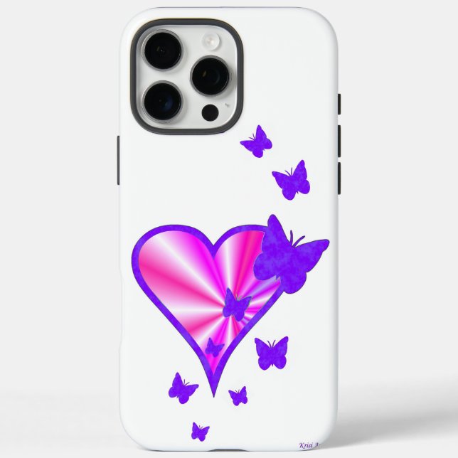 Coques Case-Mate iPhone Rainbow heart and Butterfly (Verso)