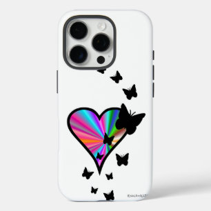 Coques iPhone 16 Pro Rainbow heart and Butterfly