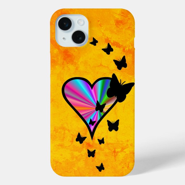 Coques Case-Mate iPhone Rainbow heart and Butterfly (Verso)