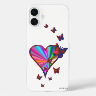 Coque Pour iPhone 16 Plus Rainbow heart and Butterfly
