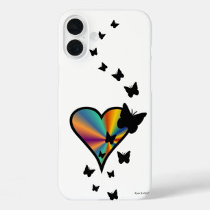 Coque Pour iPhone 16 Plus Rainbow heart and Butterfly