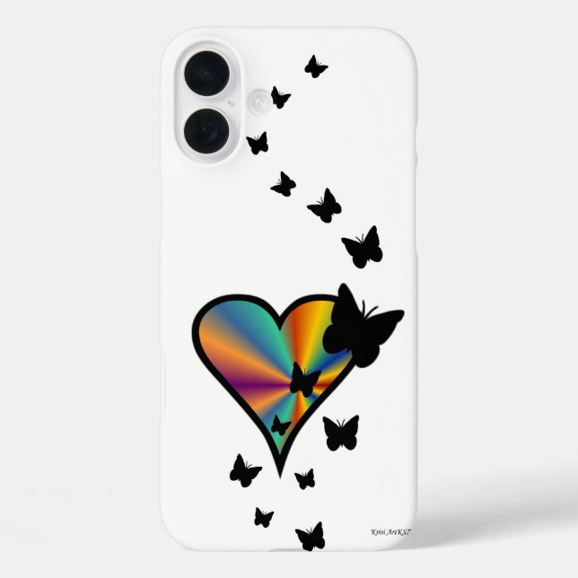 Coques Case-Mate iPhone Rainbow heart and Butterfly (Verso)