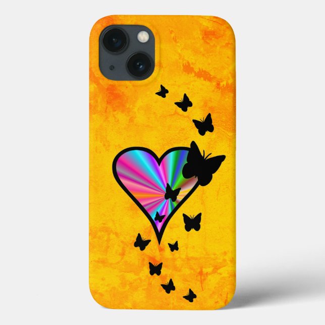 Coques Case-Mate iPhone Rainbow heart and Butterfly (Verso)