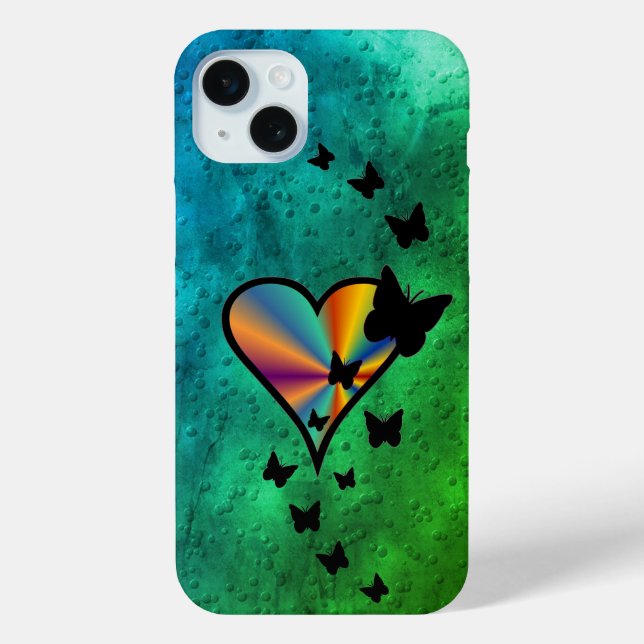 Coques Case-Mate iPhone Rainbow heart and Butterfly (Verso)