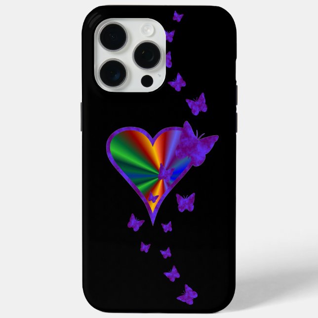 Coques Case-Mate iPhone Rainbow heart and Butterfly (Verso)