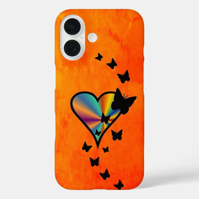 Coques Case-Mate iPhone Rainbow heart and Butterfly (Verso)