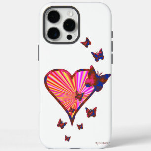 Coque iPhone 16 Pro Max Rainbow heart and Butterfly