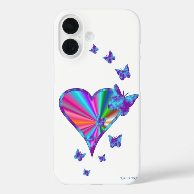 Coques Case-Mate iPhone Rainbow heart and Butterfly (Verso)