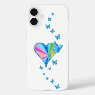 Coque Pour iPhone 16 Plus Rainbow heart and Butterfly
