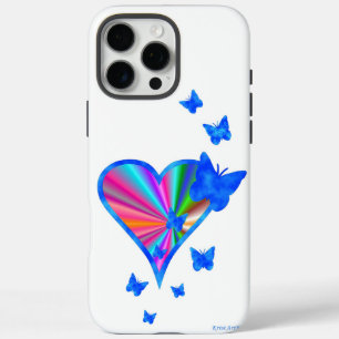 Coques iPhone 16 Pro Max Rainbow heart and Butterfly