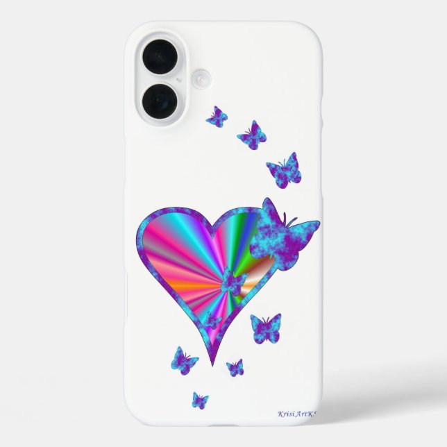 Coques Case-Mate iPhone Rainbow heart and Butterfly (Verso)
