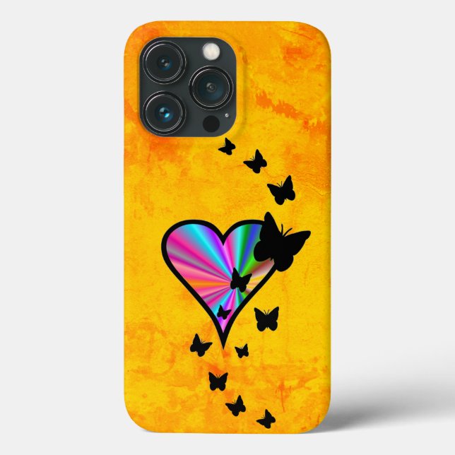 Coques Case-Mate iPhone Rainbow heart and Butterfly (Verso)