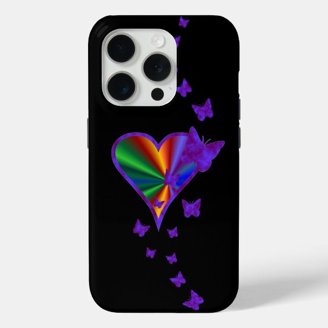 Coques Case-Mate iPhone Rainbow heart and Butterfly (Verso)
