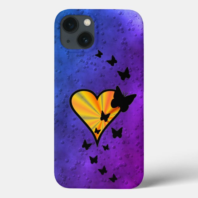 Coques Case-Mate iPhone Rainbow heart and Butterfly (Verso)