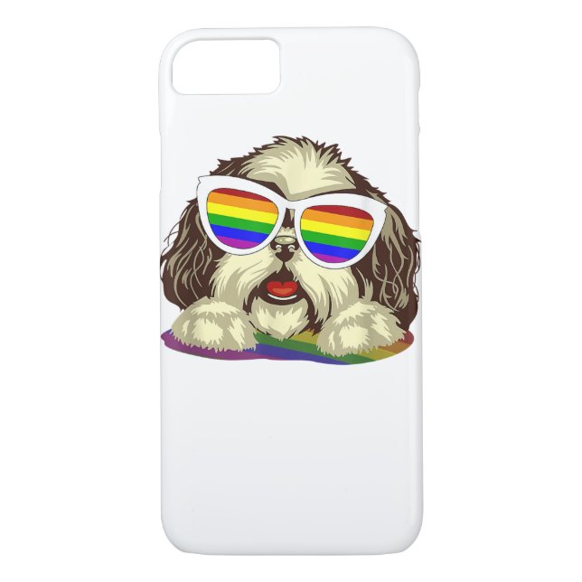 Coques Case-Mate iPhone Rainbow LGBT Drapeau Gay pride Shih Tzu Chien Copi (Dos)