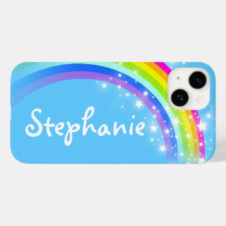 Coque Case-Mate iPhone Rainbow starry bleu nom personnalisé