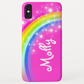 Coques Pour iPhone Rainbow stars pink sky girl nom personnalisé