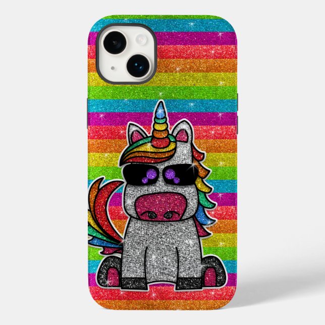 Coques Case-Mate iPhone Rainbow Unicorn Parties scintillant étincelante or (Verso)