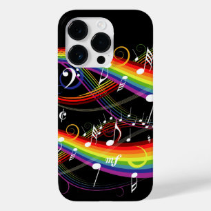 Coques Pour iPhone Rainbow White Music Notes sur Black