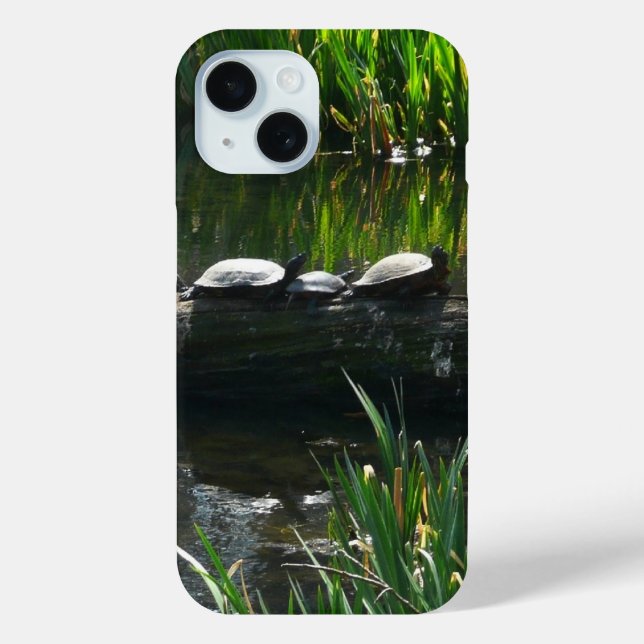 Coques Case-Mate iPhone Rangée de tortues photo de la nature verte (Verso)