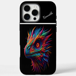 Coque iPhone 16 Pro Max Raptor Le Regard du Dragon Arc-en-ciel