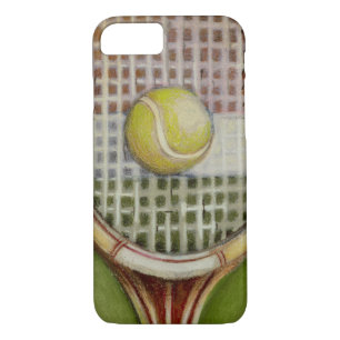 Coque iPhone 8/7 Raquette de tennis avec balle posée sur le court