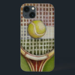 iPhone 13 Case Raquette de tennis avec balle posée sur le court<br><div class="desc">Profitez d'un petit tennis avec cette scène peinte par Ethan Harper. Une raquette bien cousue avec un ballon assis au milieu,  vous voulez juste le ramasser,  aller à votre terrain local et jouer à un jeu. Achetez dès aujourd'hui votre copie de cette impression !</div>