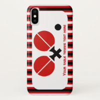 Raquettes de ping-pong et boule noir, rayures roug