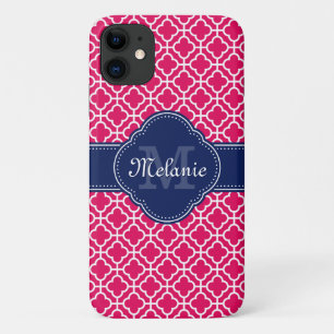 Case-Mate iPhone Case Raspberry Rose Wht Marocain Motif Marine Monogramm