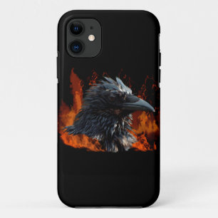 Coque iPhone 11 Raven Flames Wiccan Gothic Design