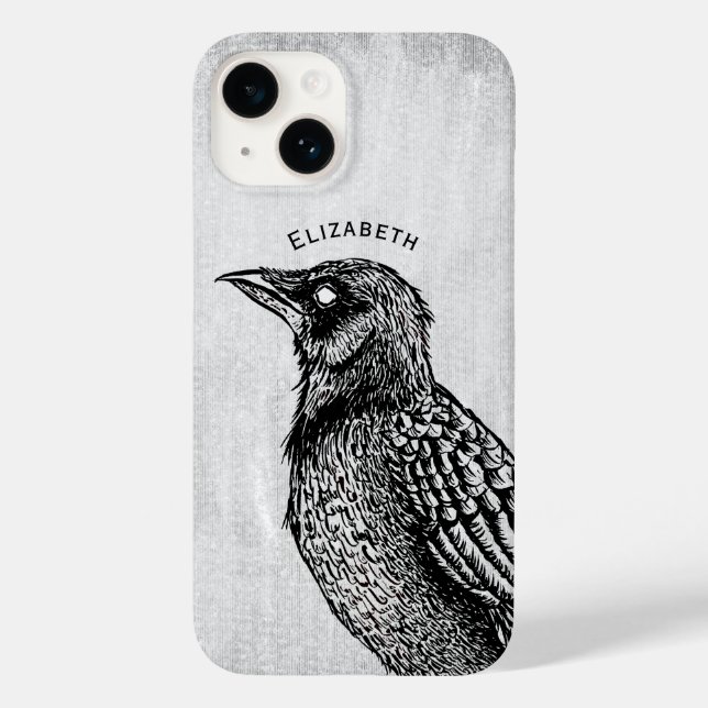 Coques Case-Mate iPhone Raven Gothique Noir Blanc Horreur Ink Nom du dessi (Verso)