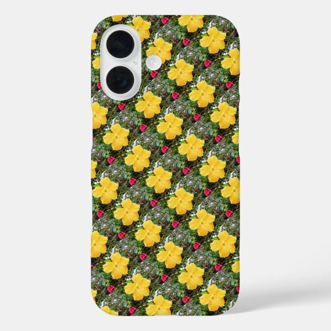 Coques Case-Mate iPhone "Rayonnement d'or : Fleur d'Hibiscus jaune sur un  (Verso)