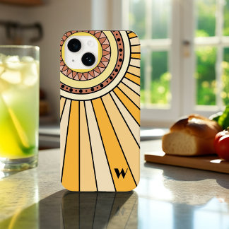 Coque Case-Mate iPhone Rayons de soleil Retro jaune Lettre monographique
