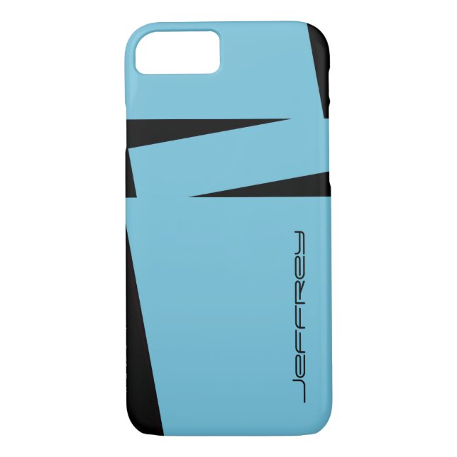 Coques Case-Mate iPhone rayure bleu-clair et noire de cas de l'iPhone 7 (Dos)