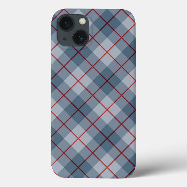 Coques Case-Mate iPhone Rayure Bleu-Rouge de plaid polarisé (Verso)