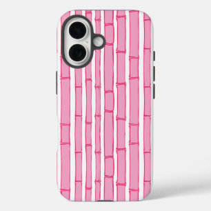 Coque Pour iPhone 16 Rayure de bambou Bambooey en rose